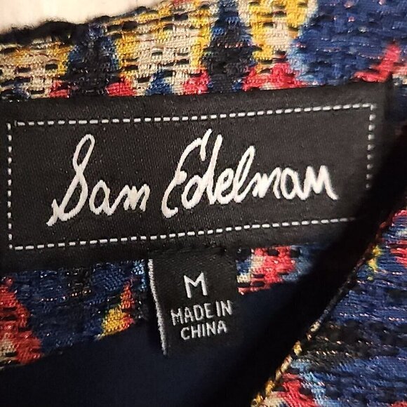 Sam Edelman Southwestern Cropped Sleeveless Blue Top Medium - Picture 5 of 7